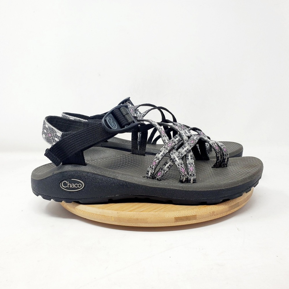 Chaco Sandals Womens 9 ZX2 Grey Purple Double Strap Toe Loop Hiking Water Shoes
